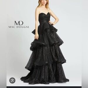Mac Duggal Glittering Black Tiered Gown